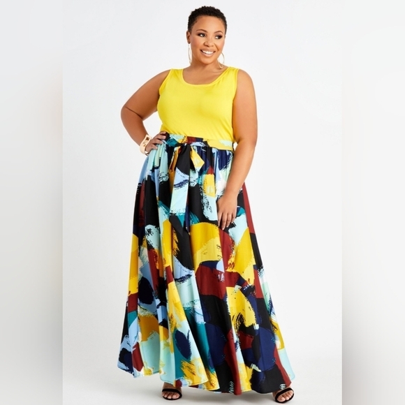 Artisanal Brushstroke Polka Maxi Skirt